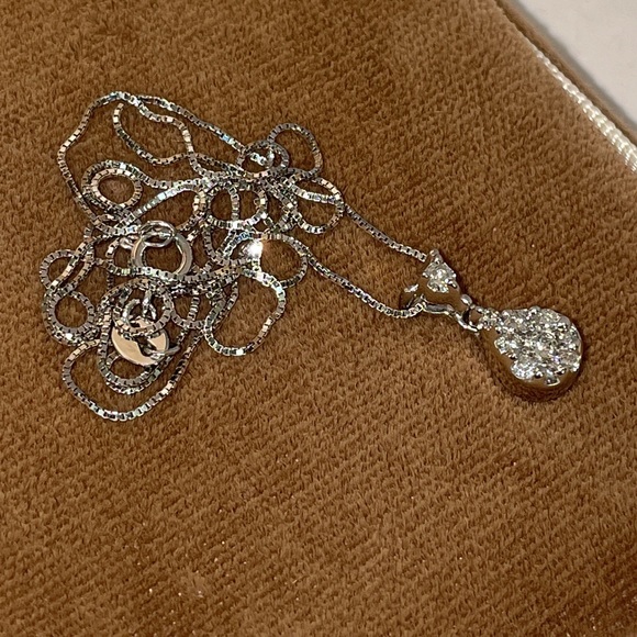 Solid Stamped 14K White Gold Designer Endless Diamond Pendant Necklace - Picture 5 of 16